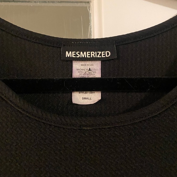 Mesmerized Black Body Contouring Stretchy Peplum Dress Gold Hardware, Size Small - Picture 3 of 4